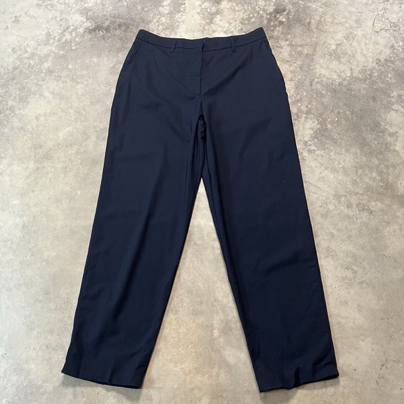 Prada Milano Dress Pants Womens 6US 42EU Navy Blue Flat Front 100% Virgin Wool - Picture 1 of 12
